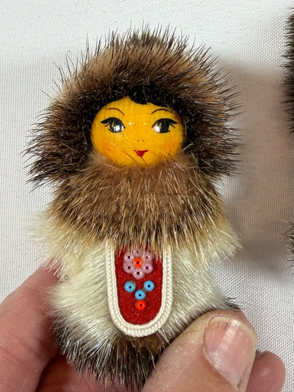 Vintage Native Inuit Arctic Set Of 3, Genuine Fur Dolls, GORGEOUS! - Picture 4 of 12
